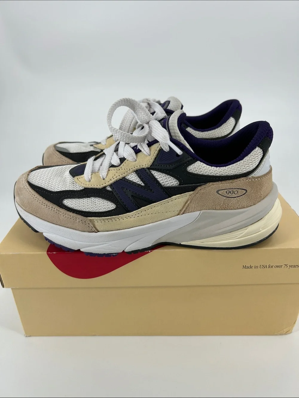 New Balance 990V6  Unisex Made In USA White black plum phantom Sneaker M6.5/W8